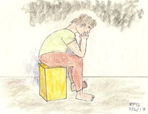 Negative Thinking: the Thinker with a Black Cloud Overhead